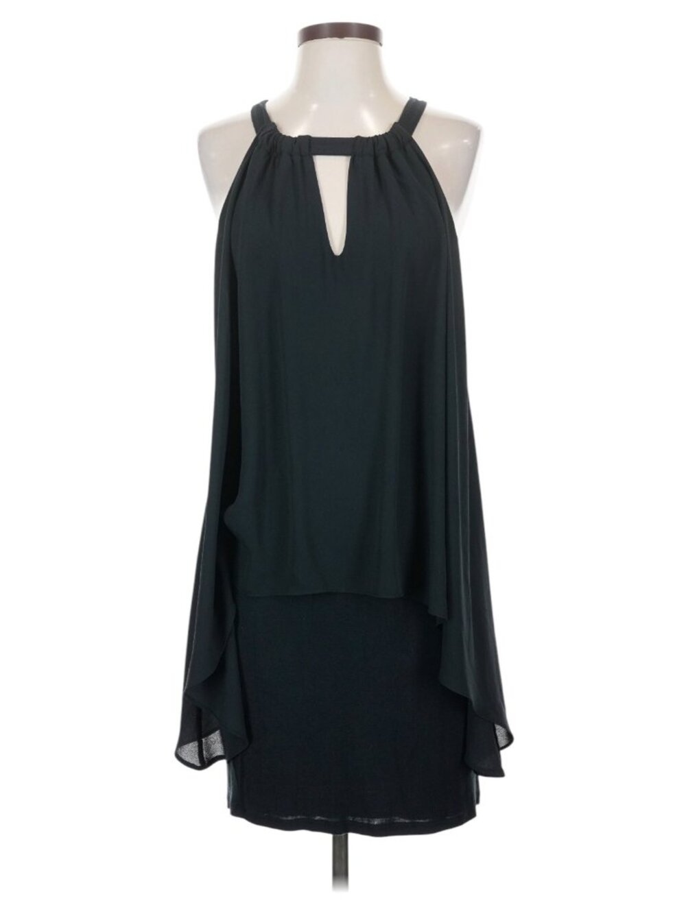 Venus Black Halter Keyhole Chiffon Overlay Dress Size L Summer Evening Party